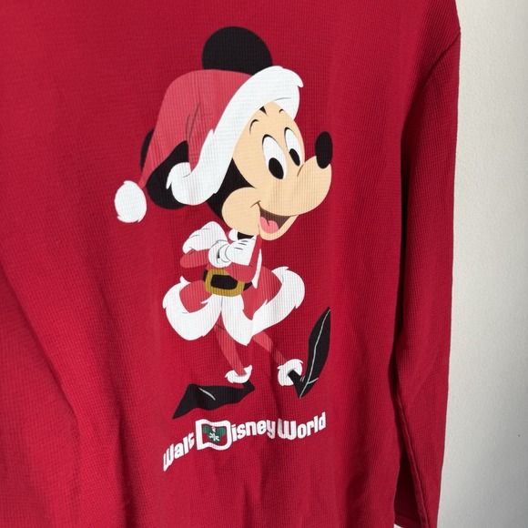 Disney Parks Christmas Long Sleeve Thermal Mickey Mouse Walt Disney World Size M - Picture 4 of 16